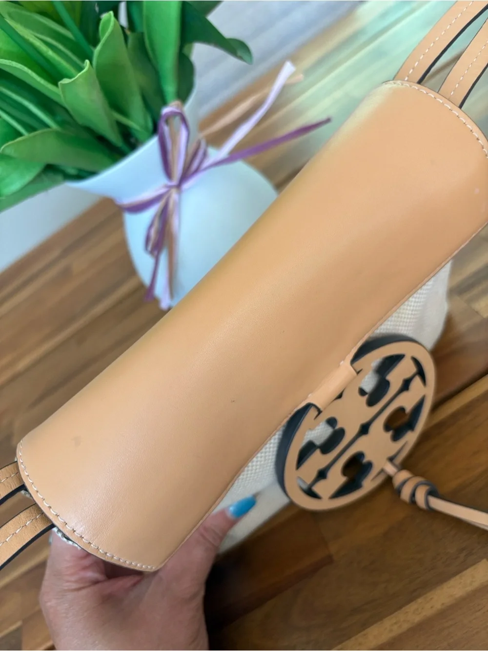 Authentic Tory Burch Miller Canvas Leather Crossbody